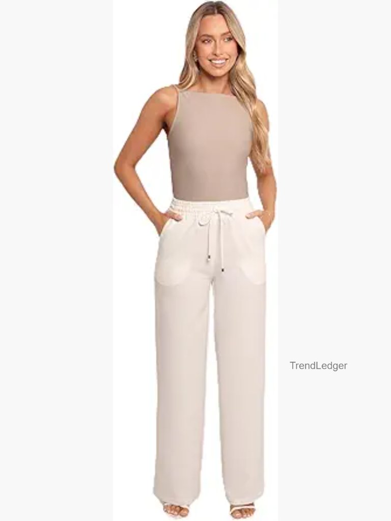 Women's Cinch Wide Leg Crepe Pant Stretch Elastic Waist